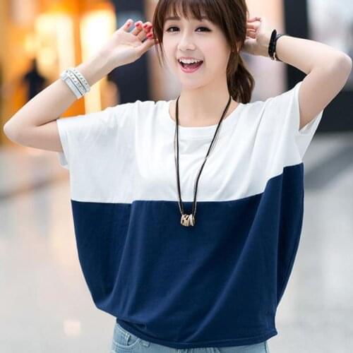 Tops Tees Shirt Summer Korean Version Large Size Women Casual T Shirt Loose Bat Shirt Fashion girl short sleeve Summer T-shirt