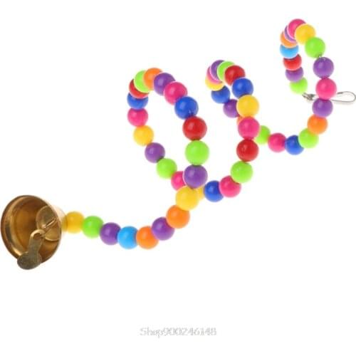 Parrot Toys Spiral Swing Stand Holder Birds Creative Bell Colorful Beads Ladder D04 20 Dropship