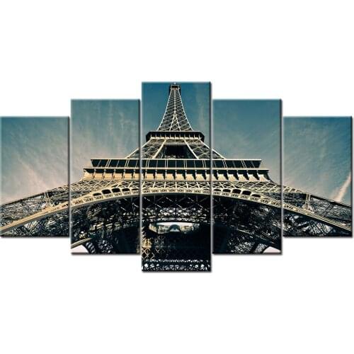 Eiffel Tower Paris France Poster 5 Piece Modern Canvas Paintings Wall Art Picture For Home Decoration