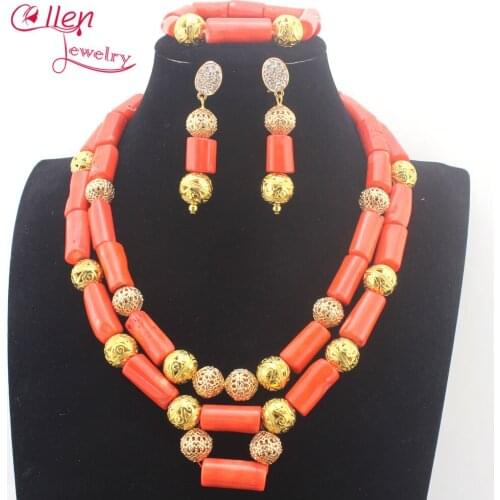 New African Beads Jewelry Set Nigerian Wedding beads jewelry sets Indian Costume Bridal beaded Necklace Set Free Shipping N0108