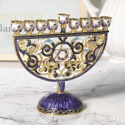 Menorah Candelabrum Embellished Crystals 9 Branch Candlestick Home Decor