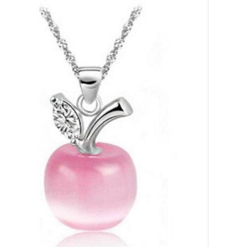 New Arrival Hot 925 Sterling Silver Jewelry Popular Opal Personality Apple High-quality Female Beautiful Pendant Necklaces N249