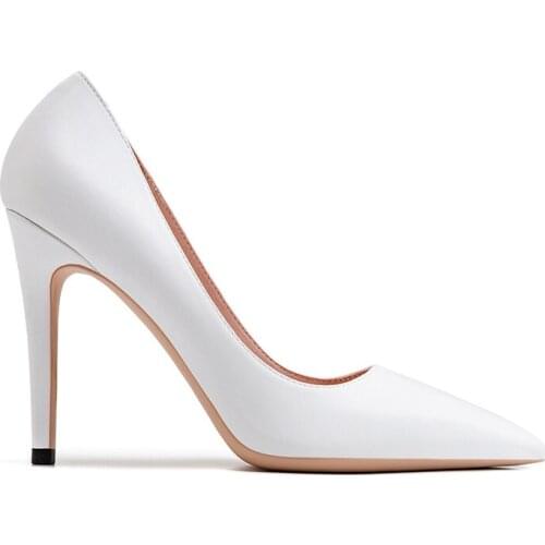 Spring new solid color pointed toe all-match stiletto single shoes banquet dress large size small size professional womens shoe