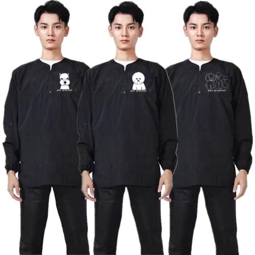 New Pet Shop Long Sleeve Groomer Overalls Waterproof And Breathable Pet Beautician Work Clothes Beauty Robe Dress Gown G0128