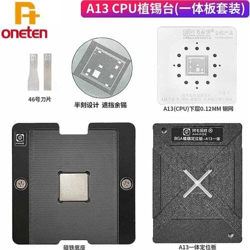 Amaoe A13 CPU BGA Reballing Platform Positioning Plate With 0.10mm 0.12mm Steel Mesh for A13 CPU Reballing Kit