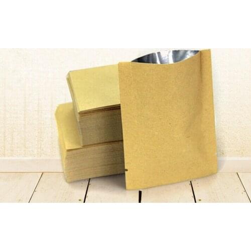 100pcs 10 Size Flat kraft paper bag with aluminum inside heat seal bag Candy dried nuts food tea DIY gift packaging bag