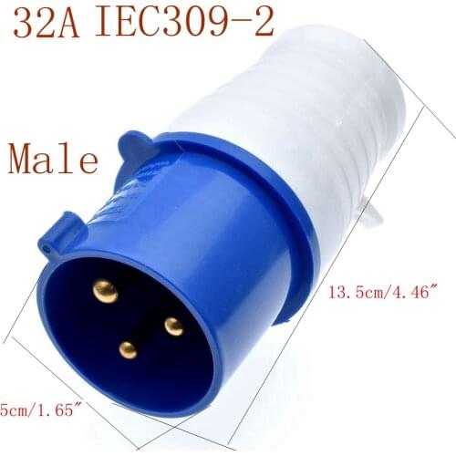 1PC Weatherproof Sockets 32 Amp 3 Pin Plug 220 - 250 Volt 2P+E Weatherproof IP44 32A Generator Heavy Duty