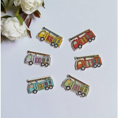 80pcs Mixed Color 2 Holes Wooden Buttons Multicolor Cute Fire Botones Scrapbooking Sewing Accessories 19*32mm