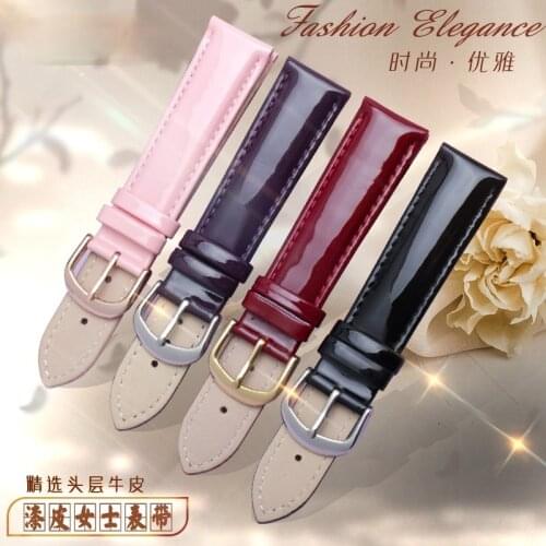 Patent Leather Womens Leather Watch Strap for Folli Follie Tissot Fossil Female12 14 16 18 20mm Watch Chain
