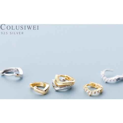 Colusiwei Hoop Earrings for Women 925 Sterling Silver Minimalist Simple Geometric Earring Real Silver Korean Fashion Jewelry