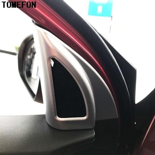TOMEFON For Hyundai Solaris 2 Interior Door Mouldings Triangle Cover ABS Stainless Steel Door Speaker Decoration Chrome 2017