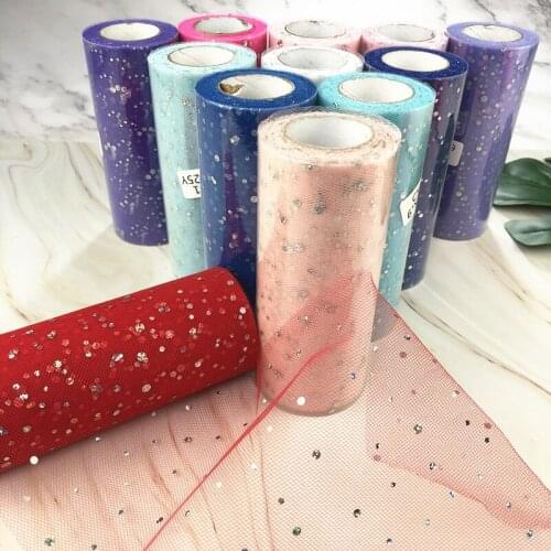 Tulle Roll Glitter Sequin 15cm*22m Roll Spool Tutu Skirt Wedding Decoration Organza Baby Shower DIY Birthday Party Supplies