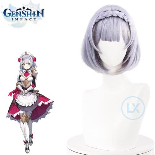 In stock Game Genshin Impact Cosplay Wigs NOELLE Cosplay Wig Halloween Party Women Girl Heat Resistant Synthetic Hair