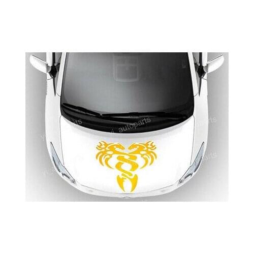 Car Front Hood Body Graphic Vinyl Sticker Decal Double Headed Dragon Racing Gold 36cm(14")X34cm(13.3")Approx