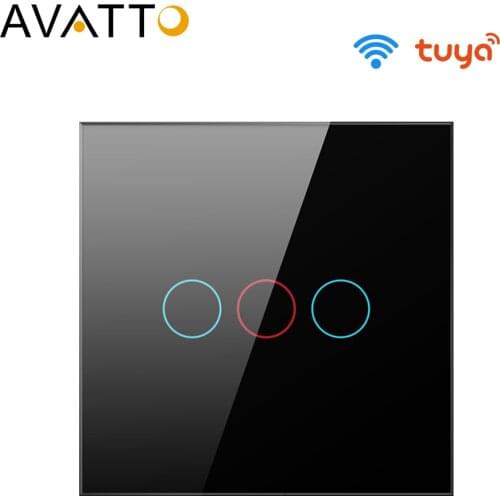 AVATTO Tuya EU WiFi Switch with Glass Panel, Smart Life App interruptor Smart Home Switch 1/2/3 Gang work for Alexa,Google Home