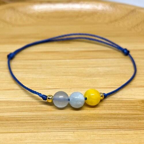 Natural Stones Bracelets for Women 6mm Blue Agate Beads Decoration Fashion Handmade Wax Cord Thread Jewelry Girl Gift Wholesale