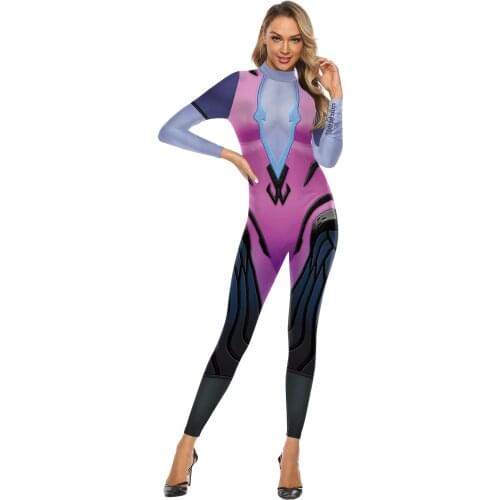 Female Widowmaker Cosplay Costumes 3D Print DVA Superhero Jumpsuit Women Bodysuit Game Peripheral Halloween Party Swimsuit