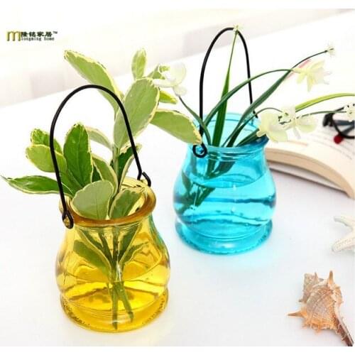 1PC Modern colorful transparent glass vase ornaments hydroponics plant flowers vase storage bottle home live decor LF 066
