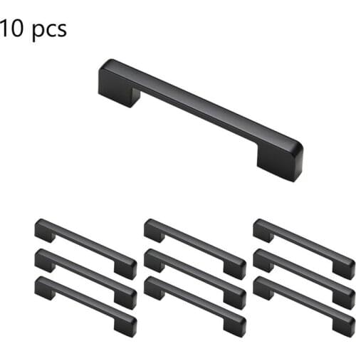 10pcs Black Cupboard Handle Brushed Stainless Steel Kitchen Cabinet Door Knob Furniture Drawer Pull Hardware Pulls Bar Handle