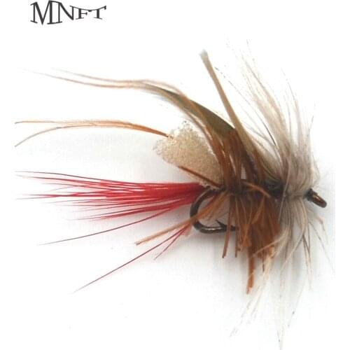 MNFT 10Pcs Foam Trout Fly Fishing Grey Brown Hair Dry Fishing Flies 14