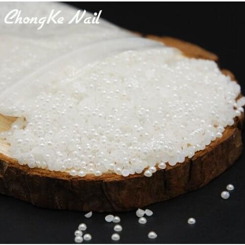 1000pcs 2mm 3mm 4mm Shiny White/Beige Half Round Pearl Beads Flat Back Gems Resin Pearl Beads Nail Art Jewelry DIY Decoration