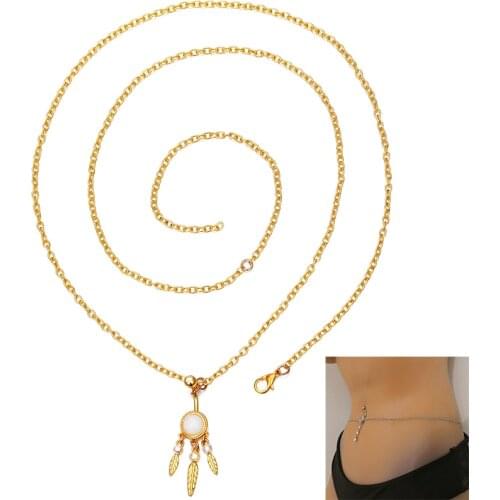 14G Crystal Opal Pendant belly button rings Piercing Belly Chain Waist Chain Waist Beads Summer beach bikini body chain jewelry