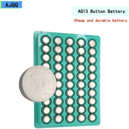 Cheap 100PCS 1.5V Ag13 G13 Lr44 Alkaline Button Battery LR1154 SR44 A76 357A 303 357 Lr 44 Coin Watch Calculator Toy Battery