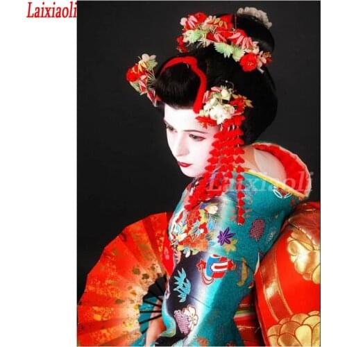 Diamond Embroidery beauty girl Full square drill 3D DIY Diamond Painting Japanese clothes woman Cross Stitch mosaic wall Picture