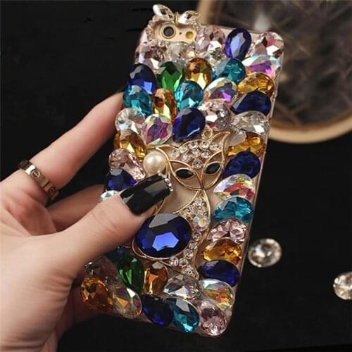 Fox Glass Rhinestone Case For iphone 12 mini 11 pro max X XS MAX XR 6S 7 8 PLUS Cases Luxury Crystal Diamond Coque