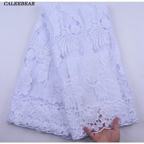 Pure White African Lace Fabric 2021 High Quality Wedding Lace French Milk Silk Fabric Nigeria Sequin Lace Fabric For Dress S2102