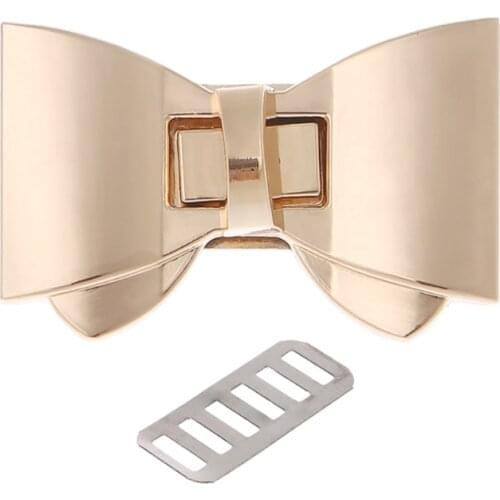 D0LF Bowknot Shape Clasp Turn Locks Twist Lock DIY Leather Handbag Bag Hardware