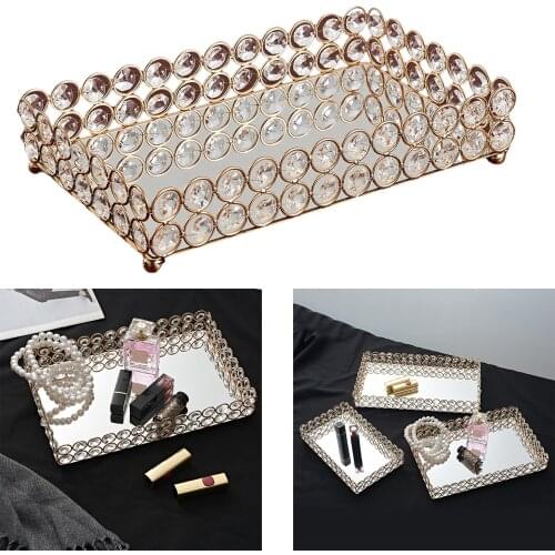 Decorative Mirror Tray Perfume Jewelr Makeup Trinket Vanity Serving Tray