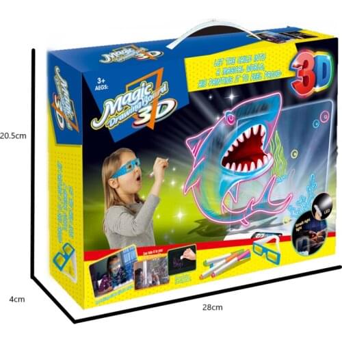 New childrens 3d color drawing board graffiti board, portable design, safety toys, led, wipes, childrens gifts，size15*16cm