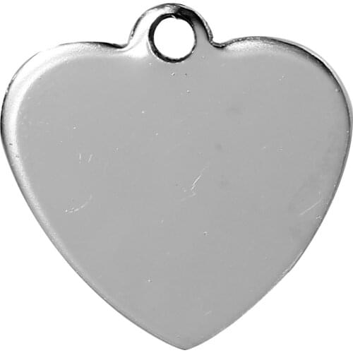 Doreen Box 419 Stainless Steel Blank Stamping Tags Pendants Heart Silver Color 20mm( 6/8") x 20mm( 6/8"),5 PCs 2016 new