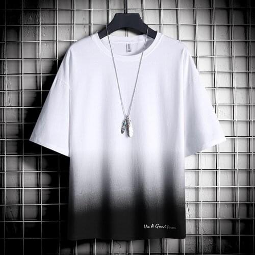 Summer Man T-shirts Short Sleeves T-shirt Gradient Loose Jacket Mens Clothes Male T-shirt Top