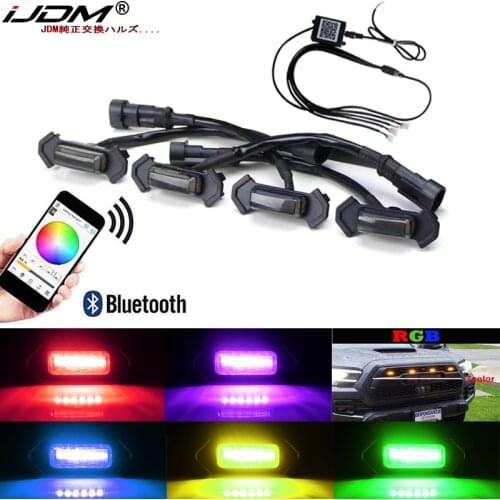 IJDM For For 2016-up Toyota Tacoma w/TRD Pro Grill ONLY Front Grille Lighting,Bluetooth Wireless Remote Control RGB LED