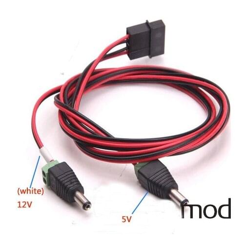 ATX 4Pin 4P Molex to Dual DC 12V 5V Power Supply Cable Cord 18AWG Wire For BTC Bitcoin Mining DIY 100cm