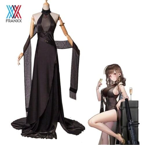 Game Girls Frontline DSR-50 Cosplay Costumes Black Sexy Dresses Uniform Outfit Full Set Synthetic Wigs Hair Women Girls Clothing