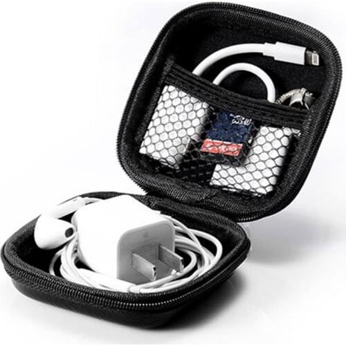 Retro leather headset storage bag is suitable for Huawei Apple Bluetooth headset data cable protection box portable compression