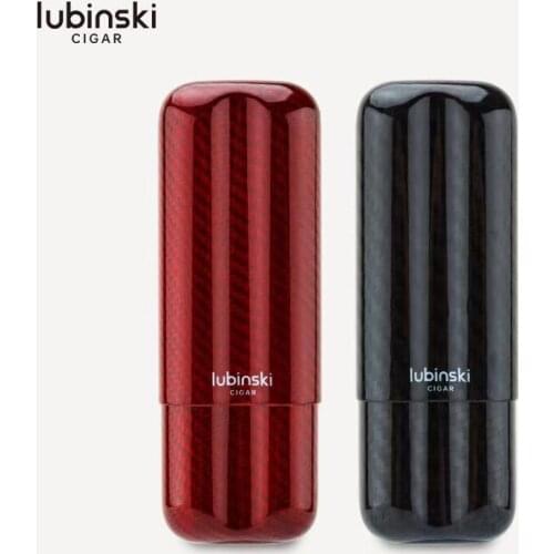 COHIBA Genuine Leather Carbon Fiber 4 Tube Cigar Cases Leather Humidor Holder Tobacco Storage Bag Portable Cigar Case Gift Box