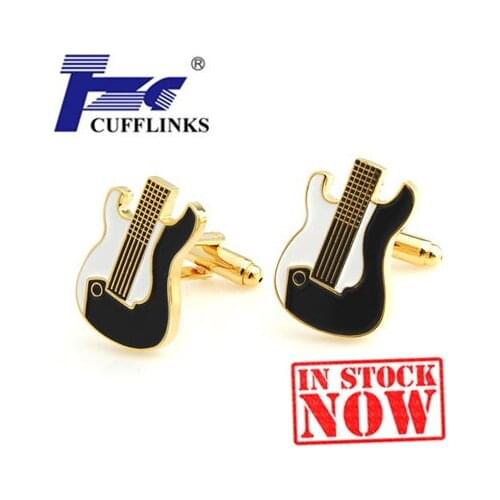 Fashion Gold Guitar Cufflink Cuff Link 2 Pairs Free Shipping Promotion