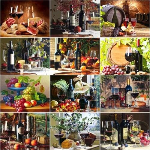 CHENISTORY 60x75cm Frame Painting By Numbers For Adults Wine Drawing Coloring By Numbers Handmade Acrylic Paint For Home