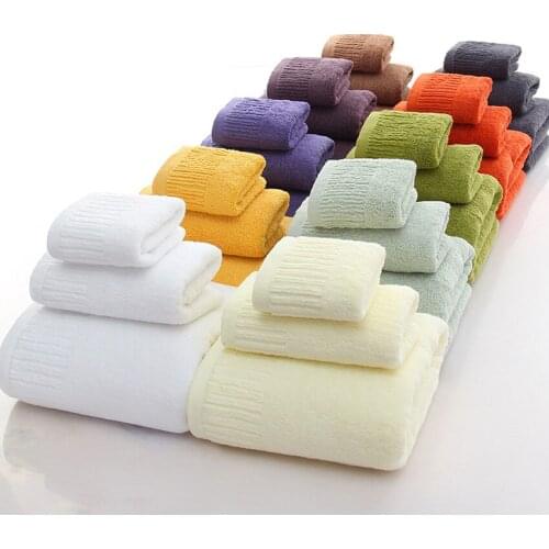 3 Pieces of Pure Color Thick Towel Set, Pure Cotton Soft Face Towel, Adult Children Bathing Spa Towel, Household Bathroom