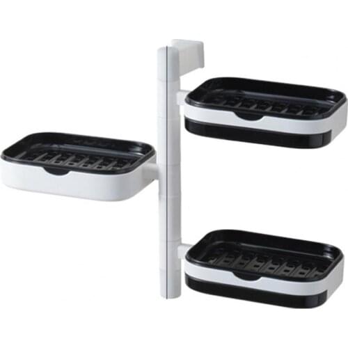 Soap Rack Wall-mounted Rotatable ABS Multi-layer Draining Storage Box for Bathroom
