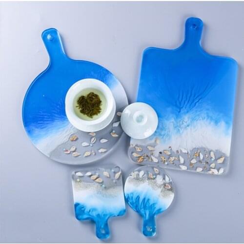 Strand Dienst Plaat Lade Hars Schimmel Sea Wave Schilderij Art Dienblad Siliconen Mallen Epoxyhars Tray Mallen Ambachtelijke Ger