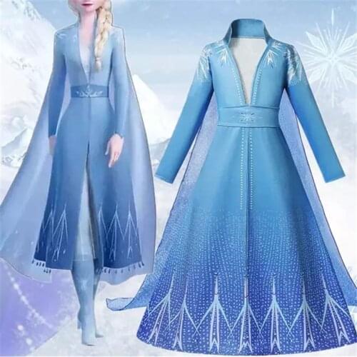 4-10 Yrs Girls Elsa 2 Queen Dress for Girl Disguise Anna Princess Dresses Baby Kids Halloween Party Gown Children Carnaval Dress