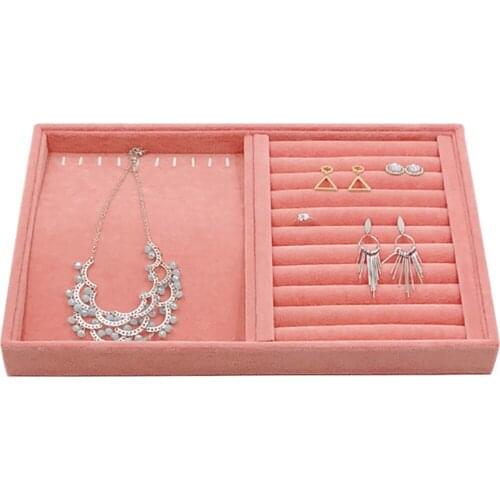 Fashion Portable Velvet Jewelry Ring Jewelry Display Organizer Tray Holder for Necklace Earrings Bangle