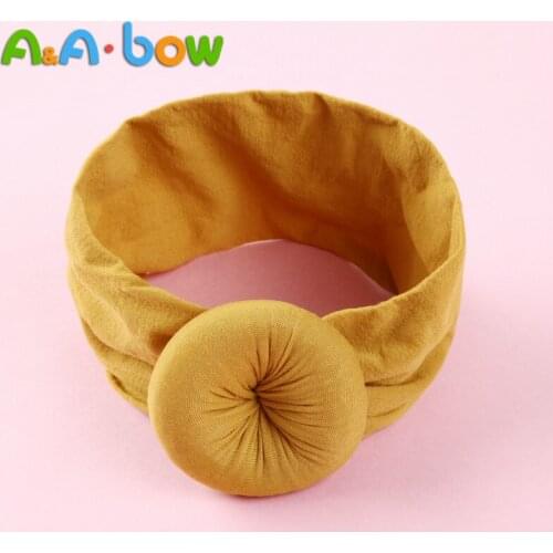 1pc Baby Girl Headbands and bows - Nylon Turban Round Knot Headband Fits newborn toddler infant girls 27colors
