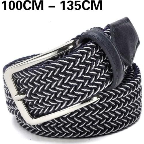 2020 Hand Woven Women Belt Korean Men Elastic Pin Buckle Pants Canvas Blue And White Belt 100-135CM Jeans Fashion Design