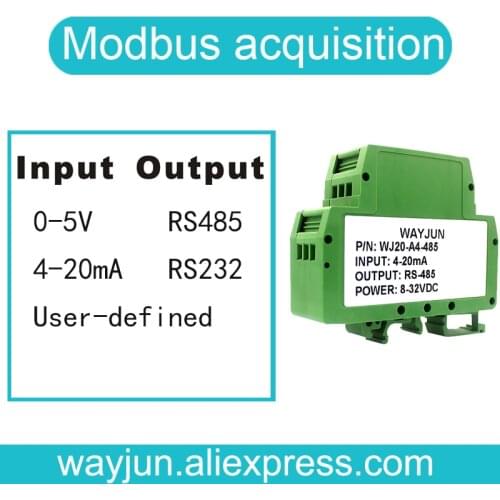 Voltage current signal turned 485,0-5V to 232 2-way 4-20mA signal to RS-485/RS-232MODBUS protocol data acquisition module WJ20